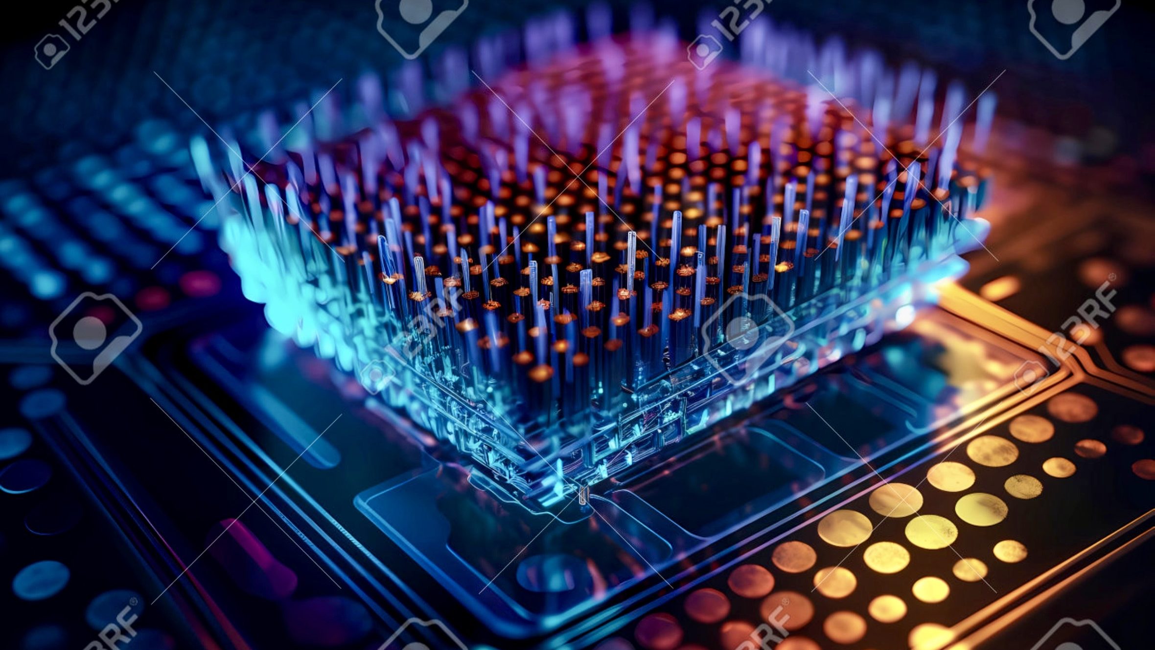 Semiconductor fabrication imagery representing artificial intelligence chip development and advanced computing investment initiatives.