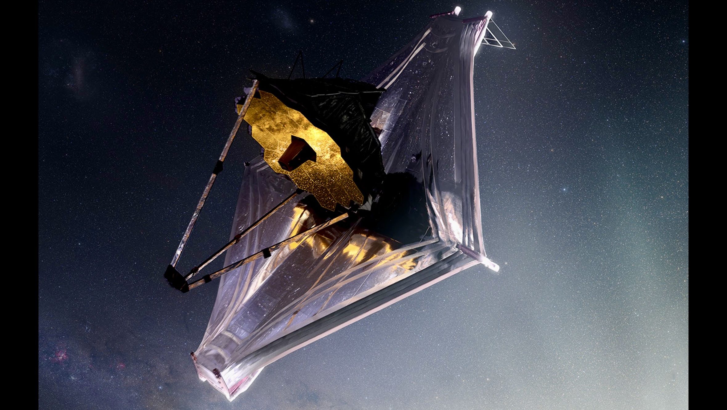 Artist’s concept of the James Webb Space Telescope observing distant galaxies in infrared wavelengths. NASA imagery is released into the public domain and may be used for editorial and commercial publication.