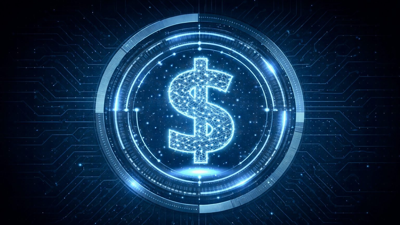 AI-generated digital currency symbol representing central bank digital currencies and global financial technology systems