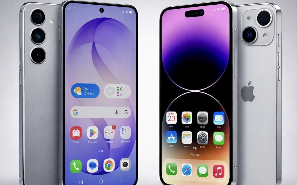 Samsung Galaxy S26 and Apple iPhone 17 smartphones side by side comparison