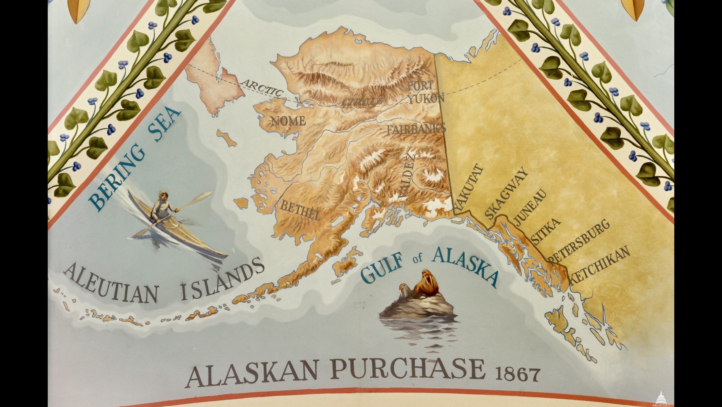 Map showing Alaska territory transferred from Russia to the United States in 1867