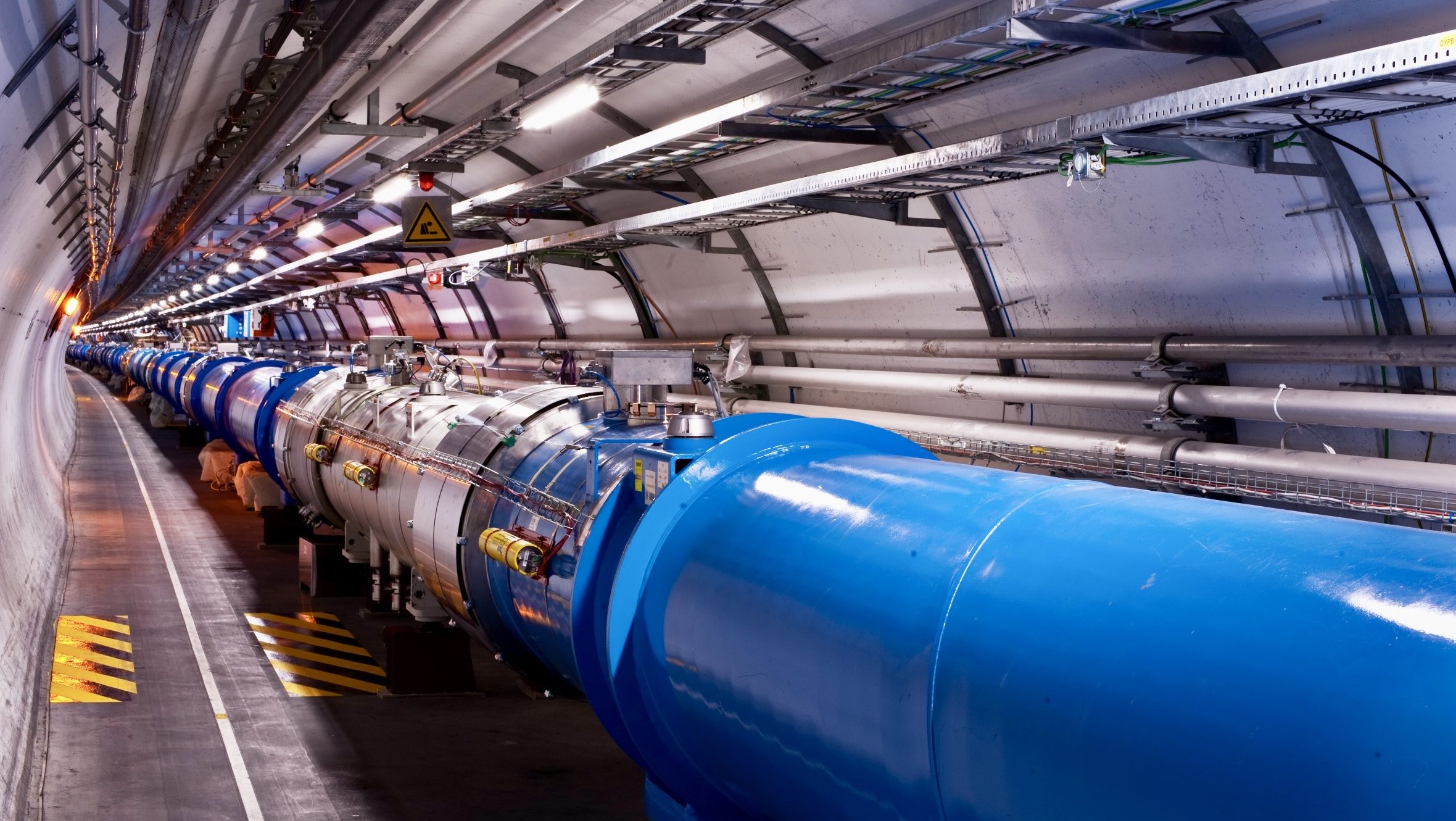 Interior of CERN’s Large Hadron Collider showing advanced particle detectors used in recent discoveries