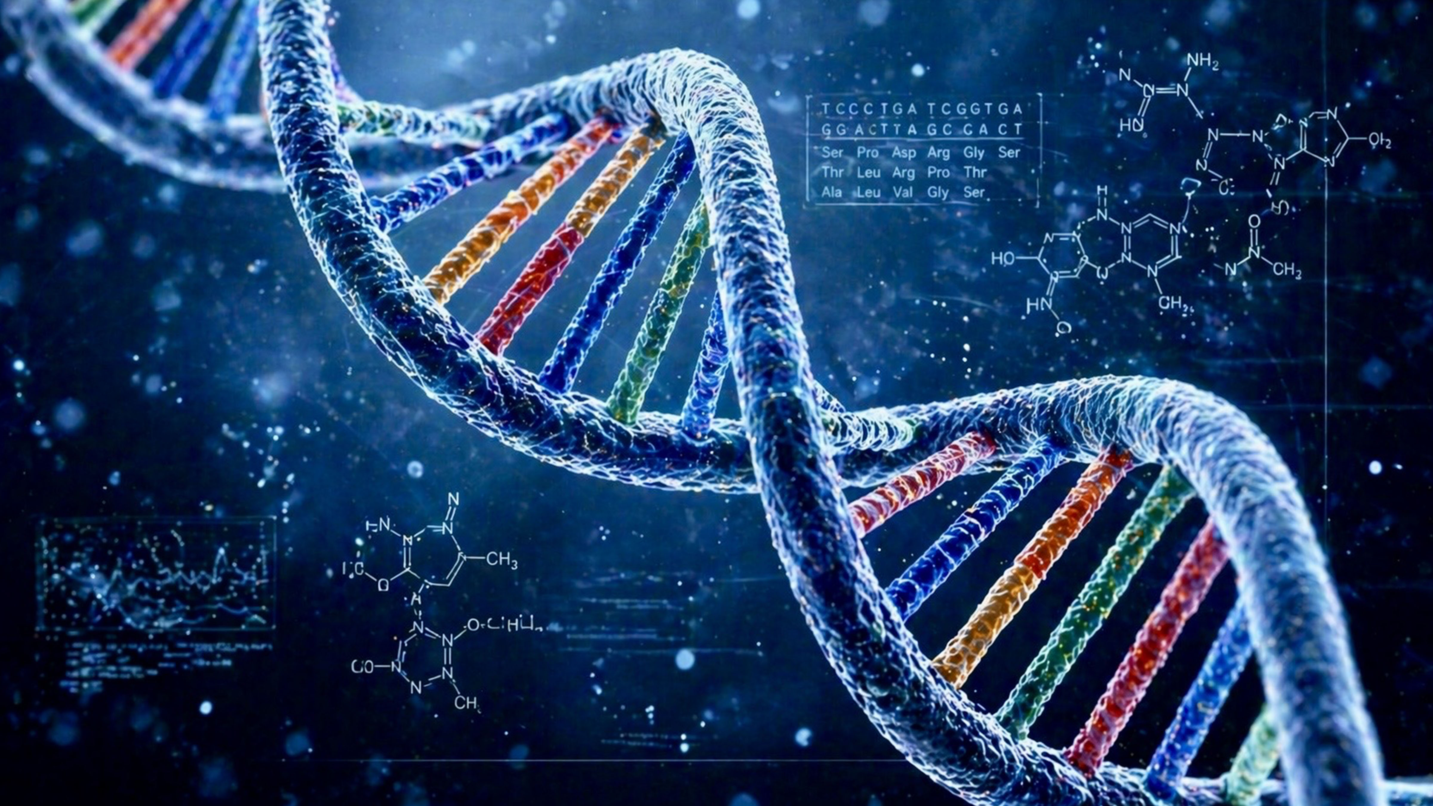 DNA double helix structure representing genetic code and molecular biology discovery