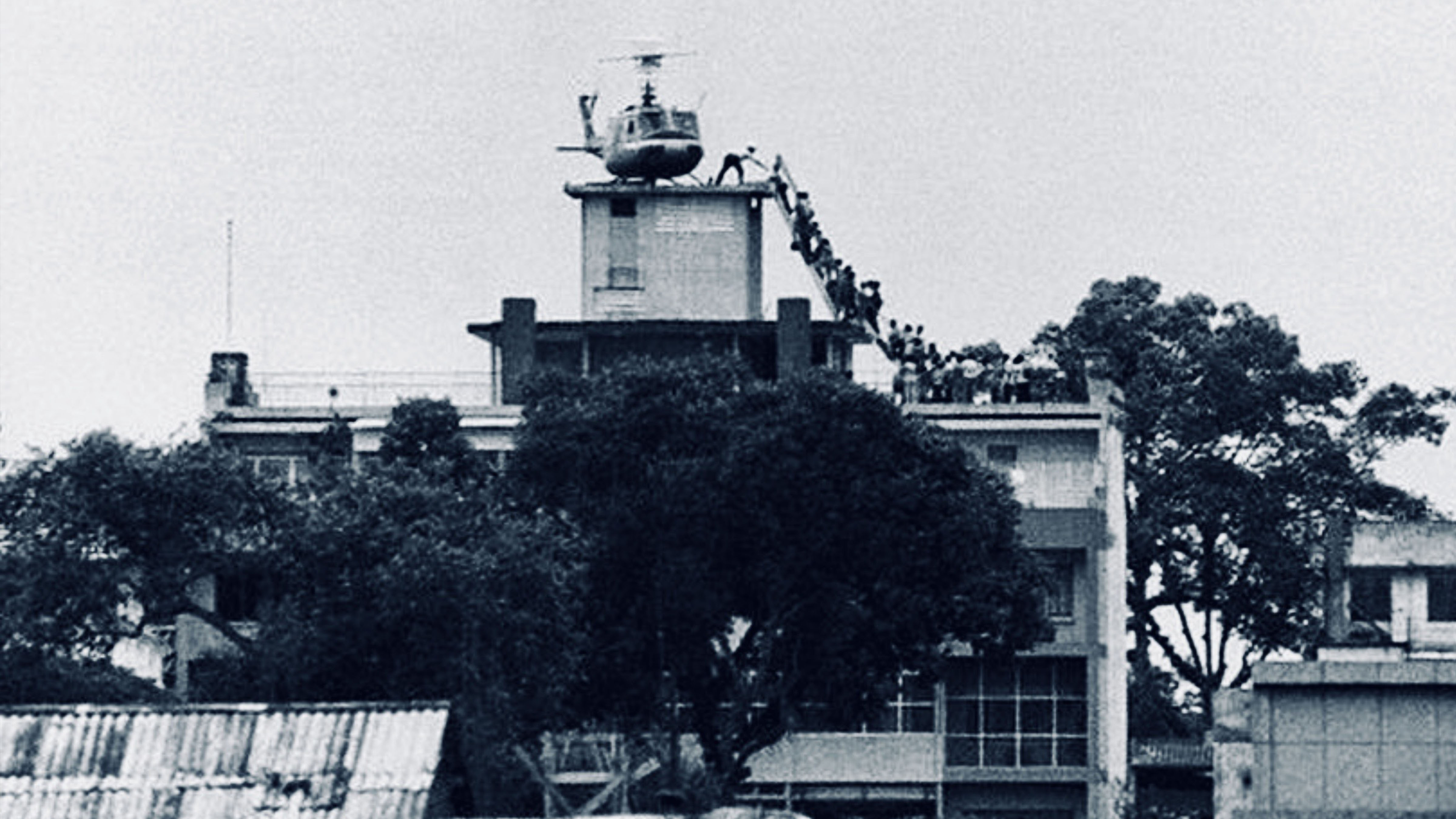 Fall of Saigon 1975 helicopter evacuation during final hours of the Vietnam War