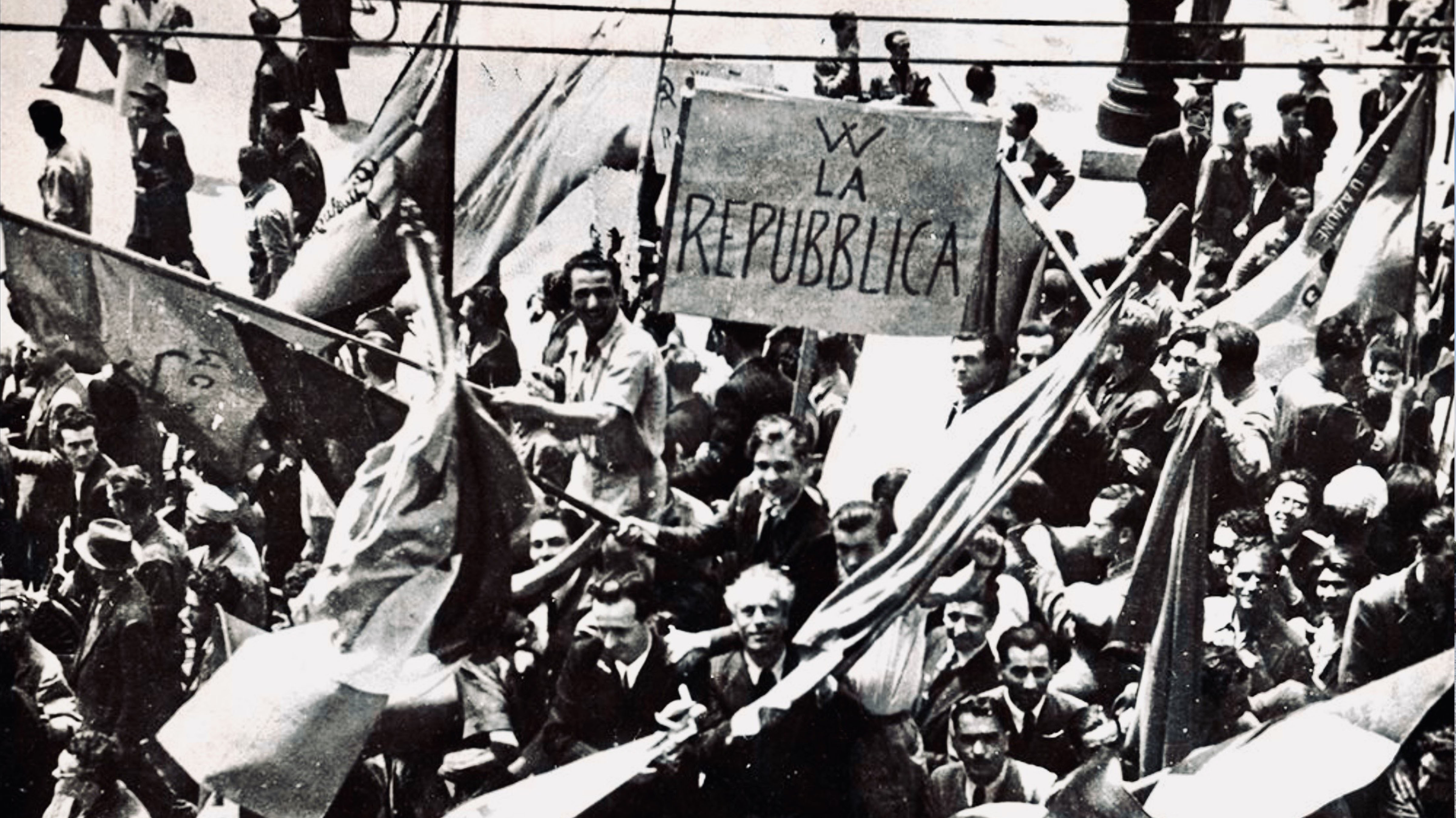 Crowds celebrate in Italy following the 1946 referendum that abolished the monarchy and established the Italian Republic.