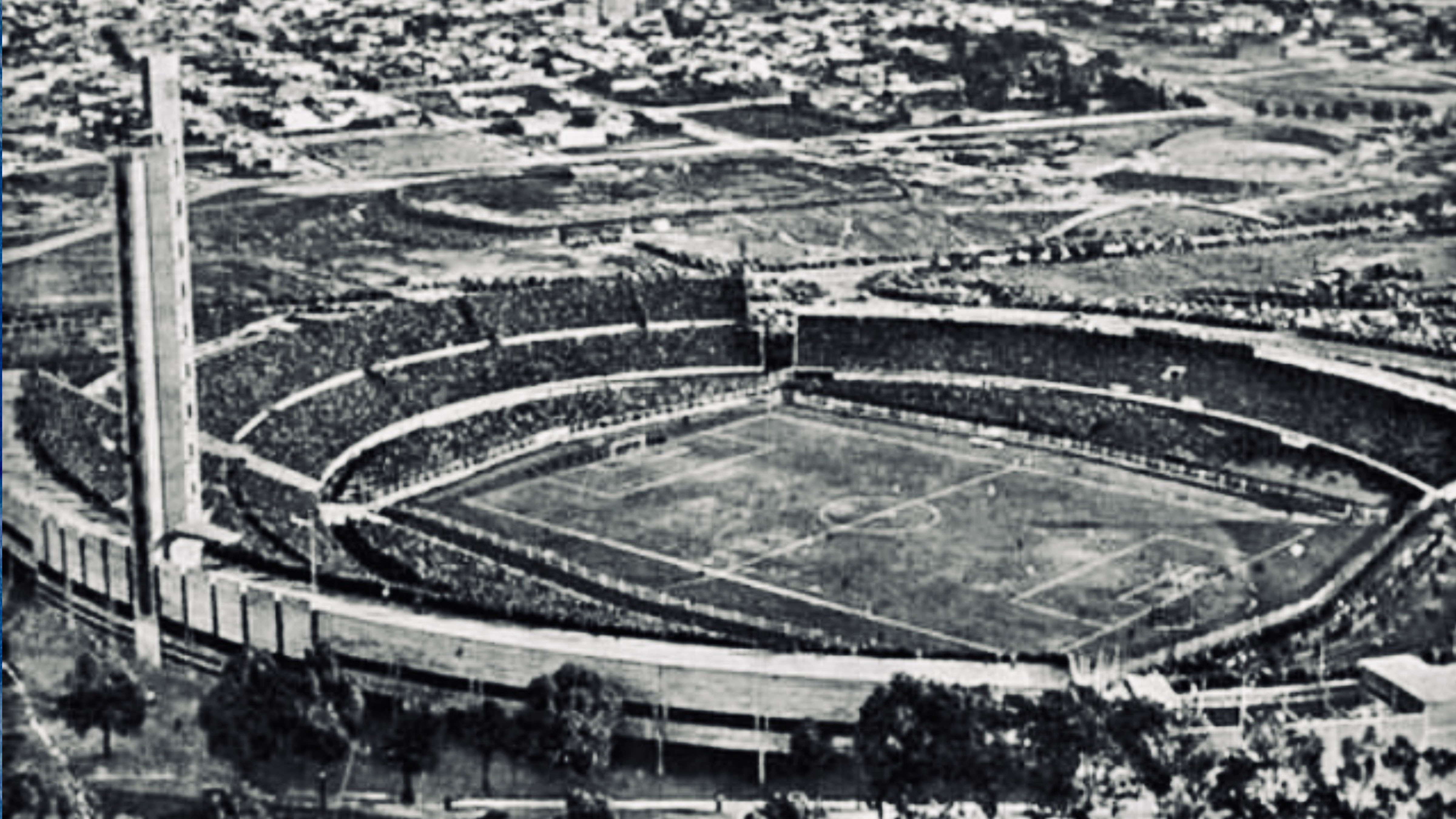 Historic view of Estadio Centenario in Montevideo, Uruguay, during the inaugural FIFA World Cup in 1930.