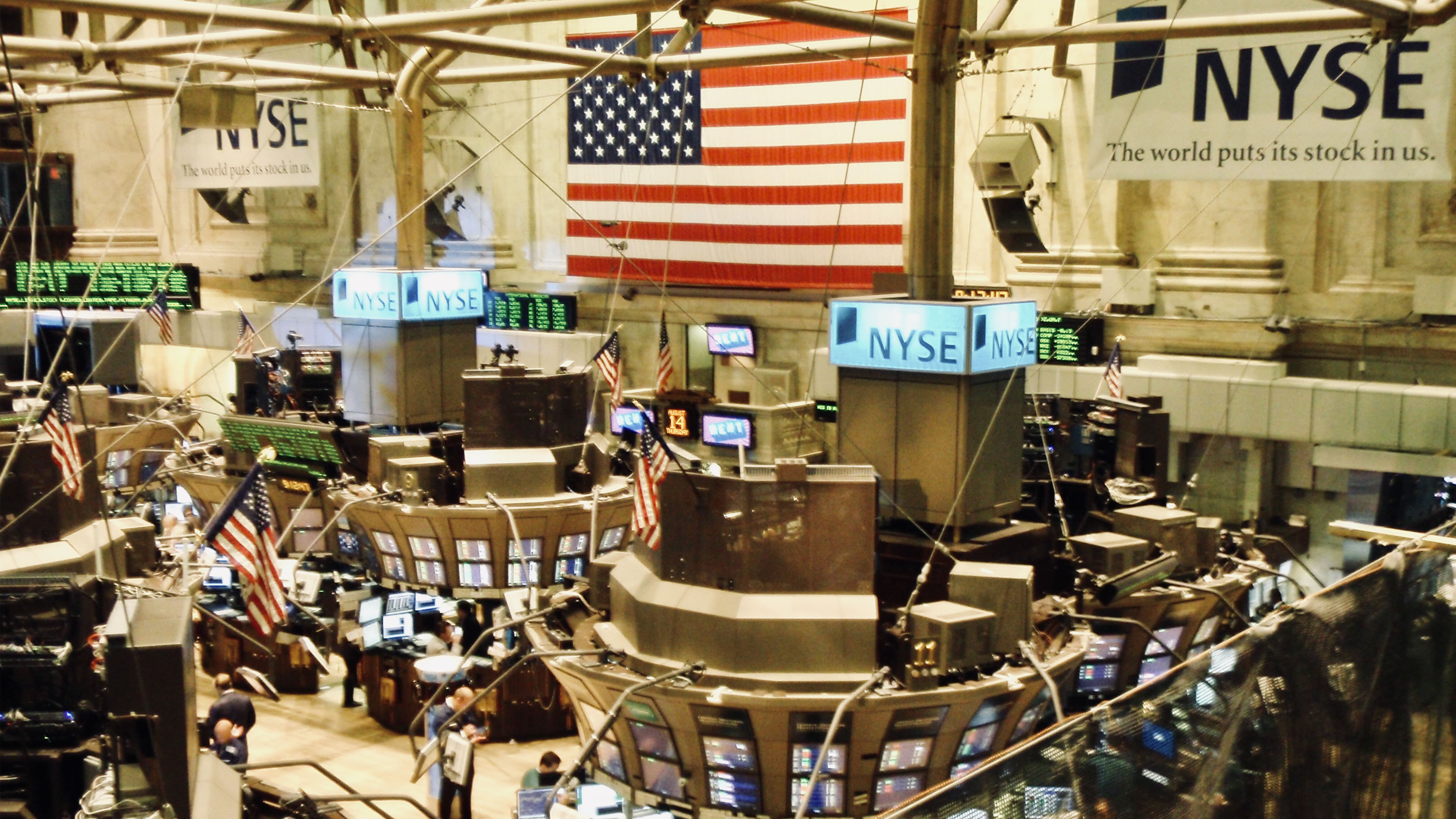 New York Stock Exchange trading floor on Wall Street in 2008, during the year of the global financial crisis.
